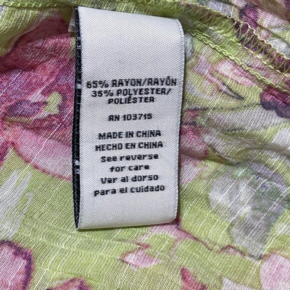 Zac & Rachel Blouse Top Button Front Green Floral Size 1X New - Picture 7 of 8